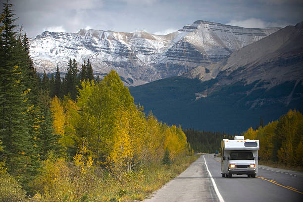 istock Scenic travel destination - camper in the mountains 144347248