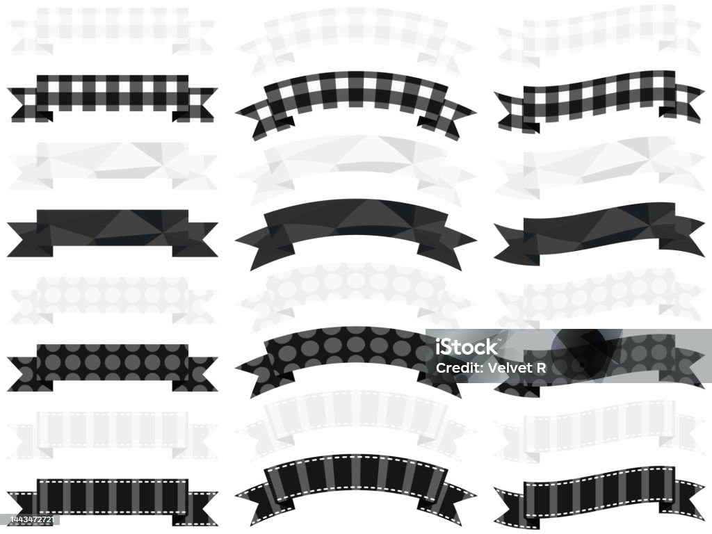 24 Types Of Patterned Monotone Ribbons Stock Illustration - Download ...