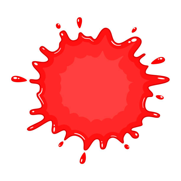 ilustraciones, imágenes clip art, dibujos animados e iconos de stock de sangre roja en el día de halloween. salsa de ketchup roja o crema de fresa icono aislado. mancha de sangre del vector. pasta desordenada de barbacoa, salpicaduras líquidas de aderezo de alimentos mancha. mancha de tinta, sello líquido. - ink spread