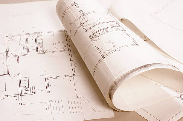 progetto architettonico - vehicle interior construction blueprint plan foto e immagini stock