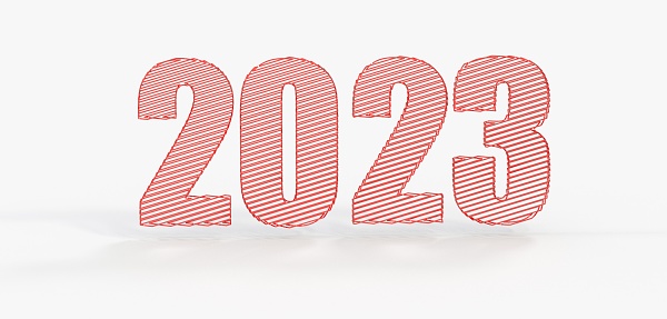 A 3D rendered Typography design of 2023