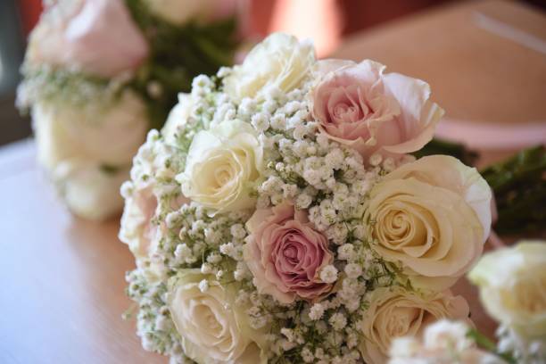 istock Bright beautiful bridal bouquet with roses on a wedding day 1443475323
