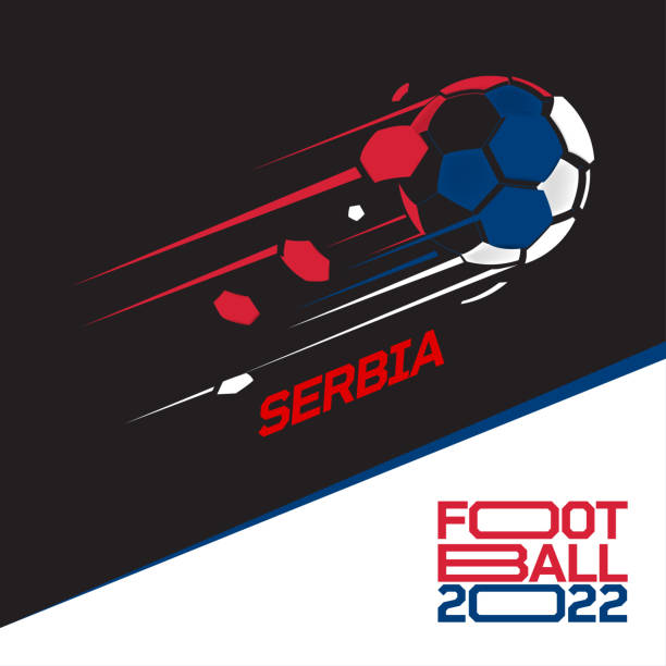 축구 컵 토너먼트 2022 . 세르비아 국기 패턴과 현대 축구 - qatar senegal stock illustrations