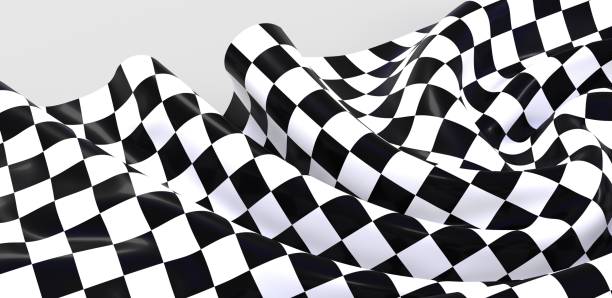istock 3D rendering of a black and white checkered fabric isolated on a white background 1443476045