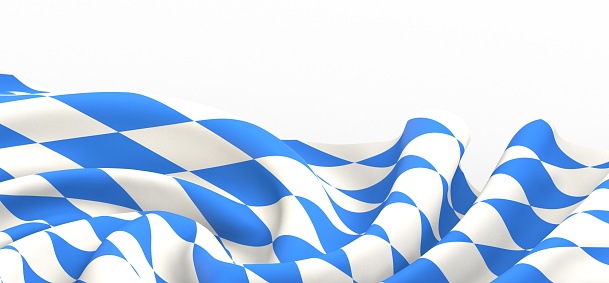 A 3D rendering of a blue and white checkered fabric isolated on a white background