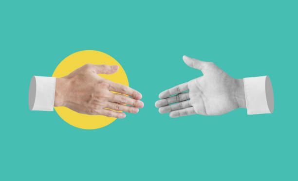 istock Digital collage, Helping hand, Business corporate, network and leadership 1443478079