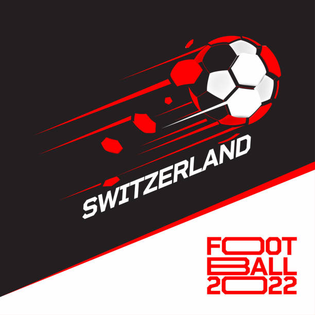 turniej pucharowy w piłce nożnej 2022 . nowoczesna piłka nożna z wzorem flagi szwajcarii - qatar senegal stock illustrations