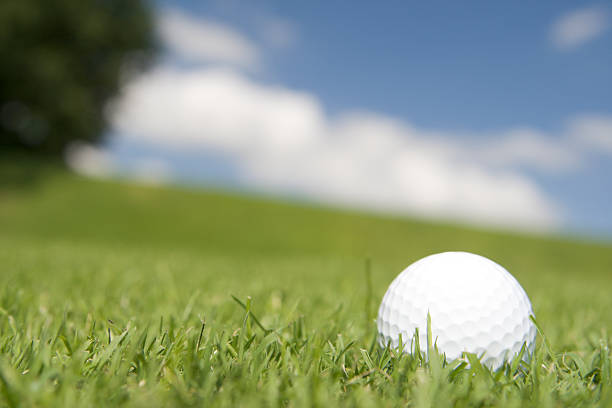 istock Golf ball on green fairway 144347879