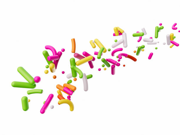 istock Tasty Sprinkles falling from top in isolated on Blue background 3d illustration 1443478973