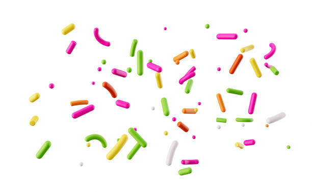 istock Colorful candy sprinkles isolated on white background 3d illustration 1443478975
