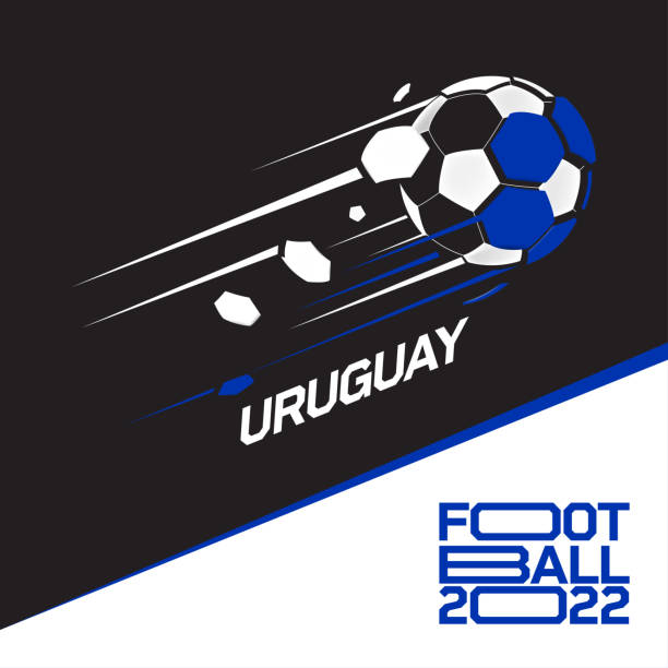 turniej pucharowy w piłce nożnej 2022 . nowoczesna piłka nożna z wzorem flagi urugwaju - qatar senegal stock illustrations