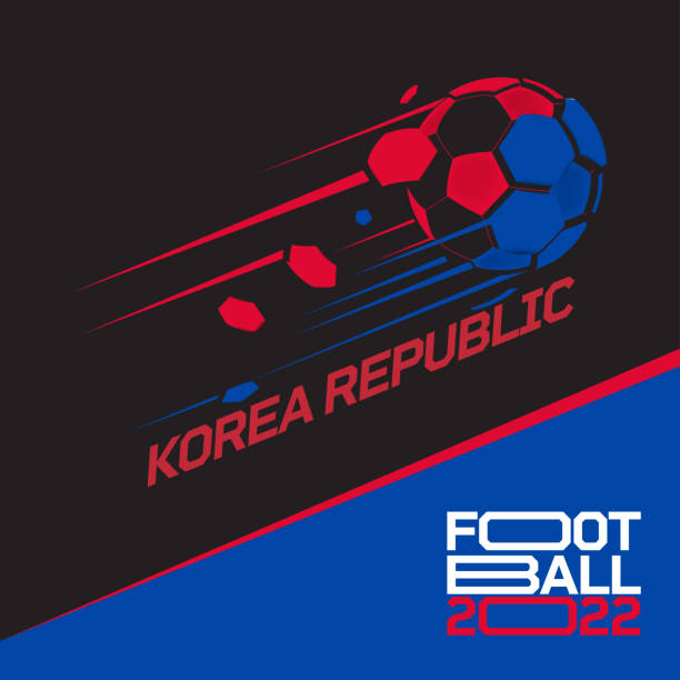 soccer cup tournament 2022 . modern football with korea republic, south korea flag pattern - qatar senegal stock illustrations