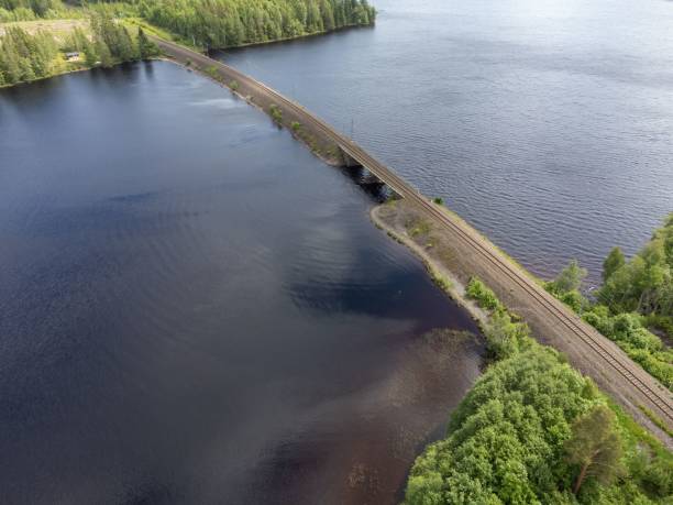 istock Drone photography of a railway bridge. 1443481388