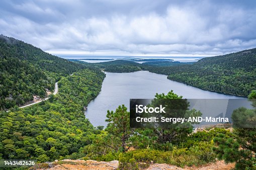 istock View from the mountain to the lake in Acadia National Park 1443482626