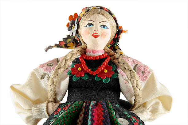 istock Female doll from Poland on a white background 144348401