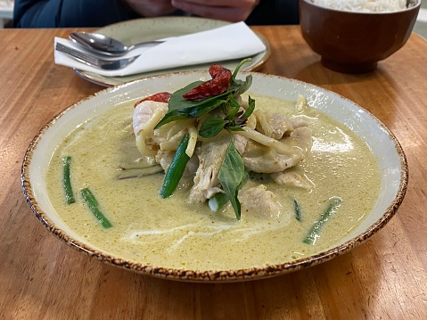 Close up of a creamy Thai Curry Chicken dish