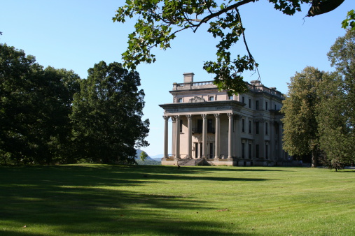 Late afternoon view of the south end  of the Vanderbilt Mansion in Hyde Park, NY.