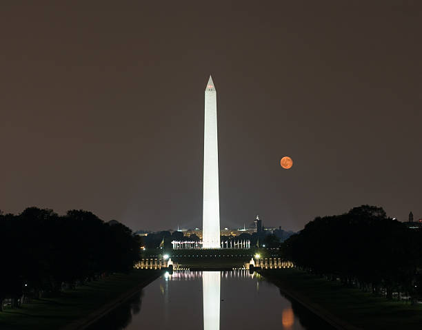 The Washington Monument at night stock photo