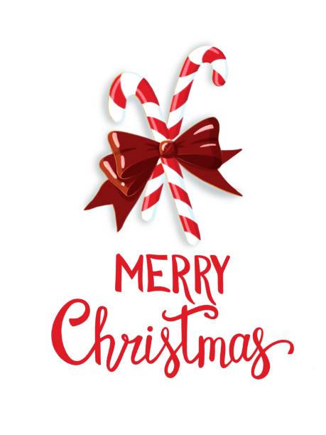 istock Lollipop cane red-white Christmas and New Year postcard 1443490867