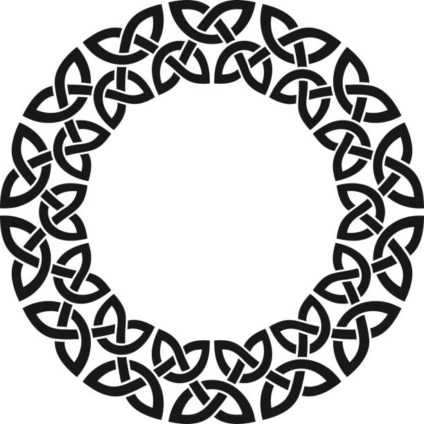 Clip-art de marco circular de nudo celta, negro - ilustración de arte vectorial