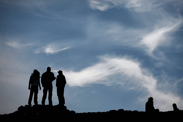 Three silhouettes stock photo