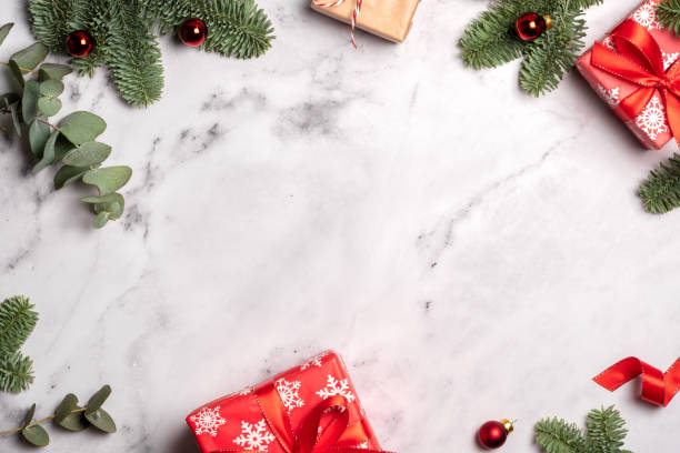 istock Christmas holiday decorations at white background 1443496630
