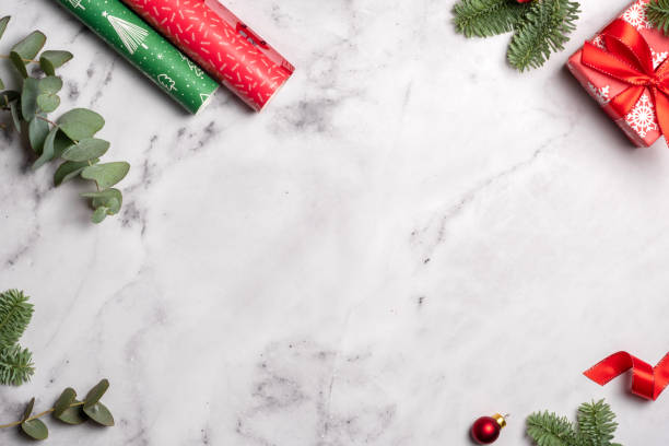 istock Christmas holiday decorations at white background 1443496636