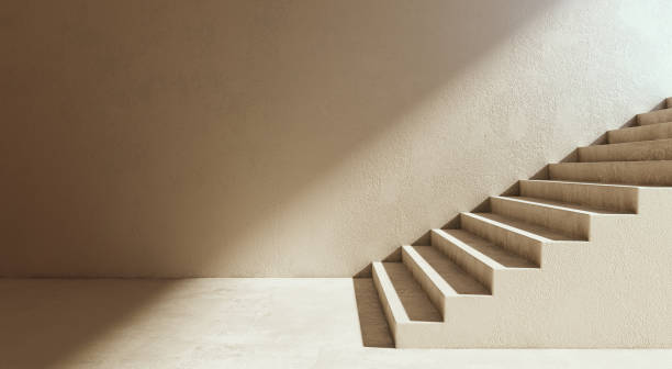 istock Minimalistic mediterranean style interior with stairs 1443499578