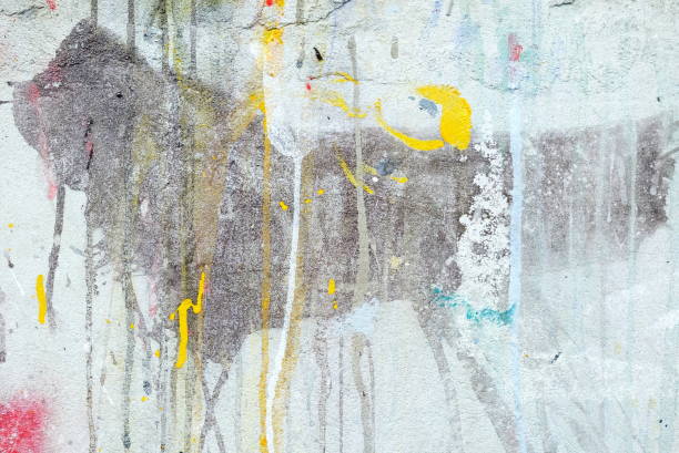 istock Colorful Stain on Grunge Concrete Wall Texture Background. 1443501420