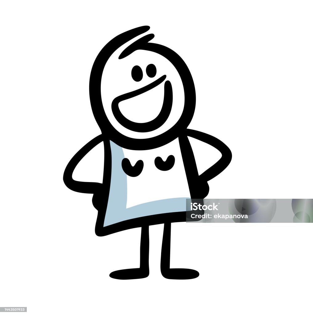 Người Phụ Nữ Hạnh Phúc Lloking Lên Và Mỉm Cười Hình Người Que Hình ...