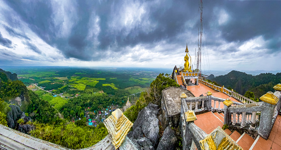 Aerial view of Wat Tham Suea or Tiger Cave Temple in Krabi, Thailand, south east asia