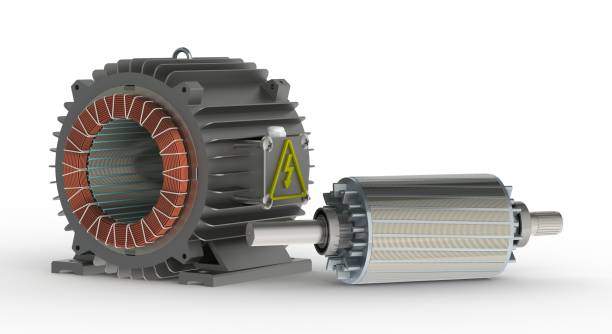 istock Stator housing and rotor for motor 3D illustration,  white background 1443503419