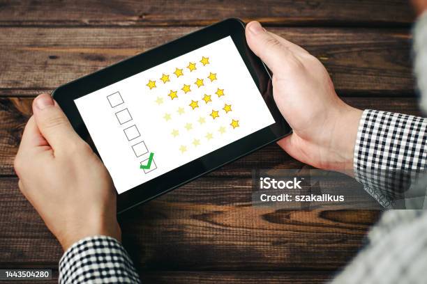 One Star Review Internet Satisfaction Survey Unsatisfied Customer Background Low Quality Review Rate Us Site Customer Rating Background Stock Photo - Download Image Now