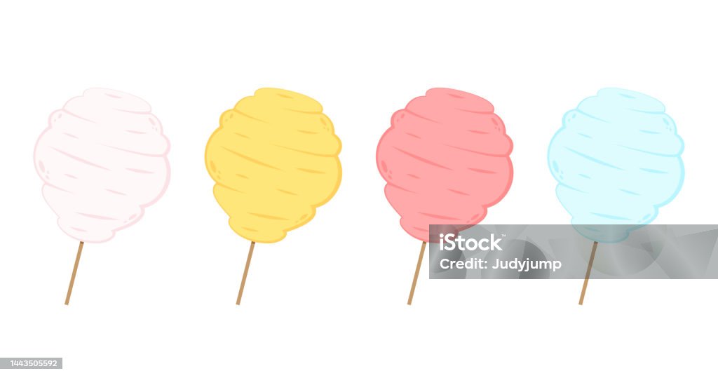 Cotton Candy Cartoon Vector Cotton Candy On White Background Stock  Illustration - Download Image Now - iStock