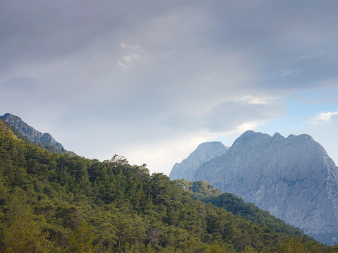 forest mountains in summer evening in Antalya Turkey. concept of adventure and travel