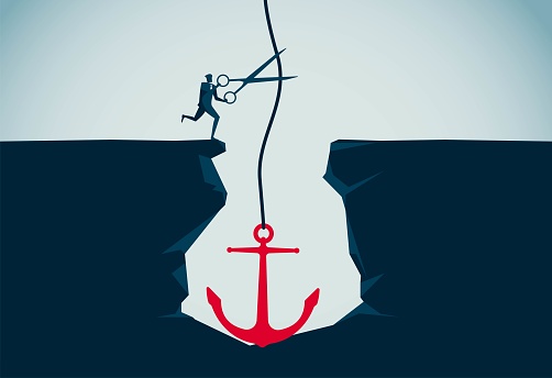 release the anchor in the pit, This is a set of business illustrations