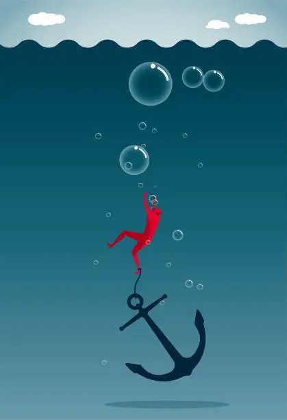 Vector illustration of drowning person