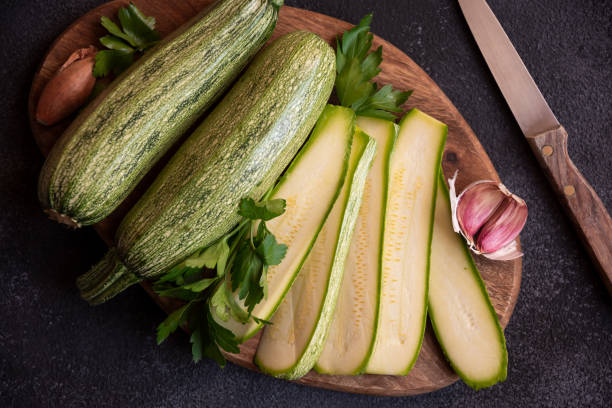 istock Fresh zucchini on cutting board, healthy vegetable meal 1443507407
