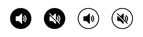 Sound icon. Volume mute symbol. Vector sign. Sound icon. Volume mute symbol. Vector isolated sign. turning-on-or-off stock illustrations