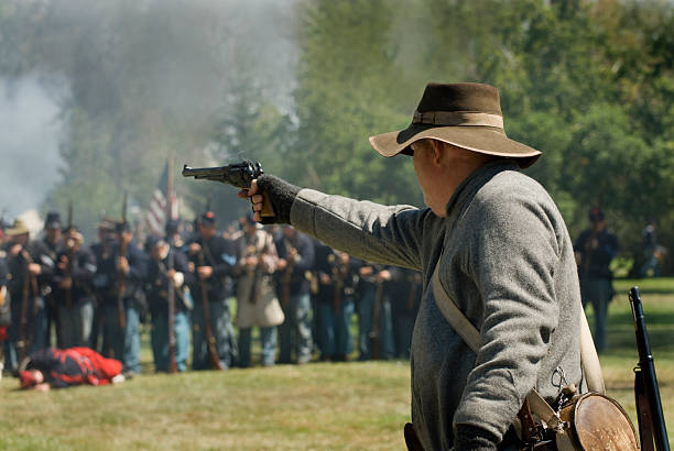 istock Confederate soldier re-enactor 144351090