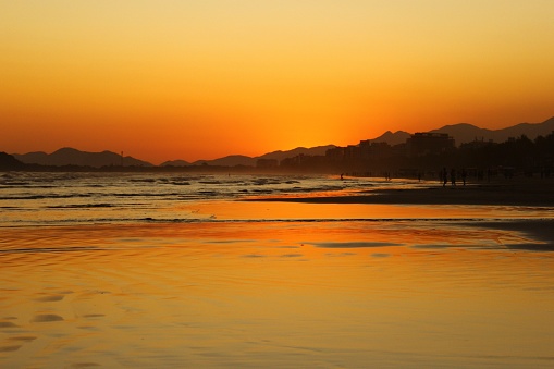 Riviera beach, Bertioga, Brazil summer sunset on the beach