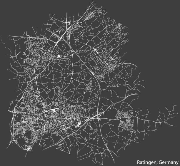 straßenkarte von ratingen, deutschland - ratingen stock-grafiken, -clipart, -cartoons und -symbole