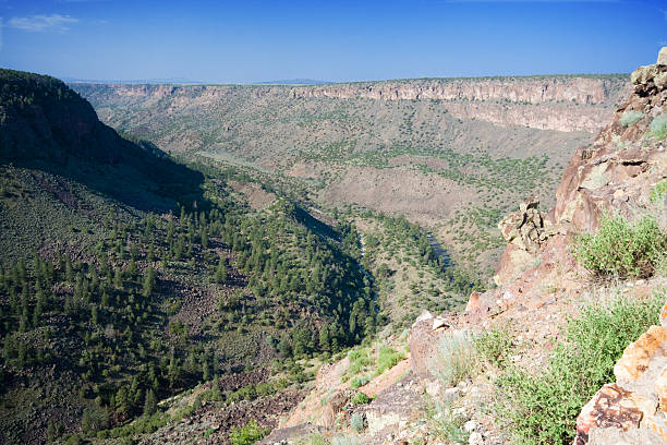 утёс rio grande река gorge, нм, соединенные штаты америки - rio grande new mexico river valley стоковые фото и изображения