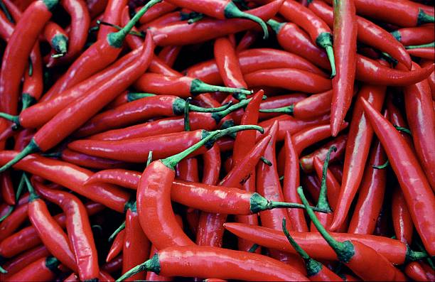 A bunch of Red Chillies from a market in Sapa, vietnam 