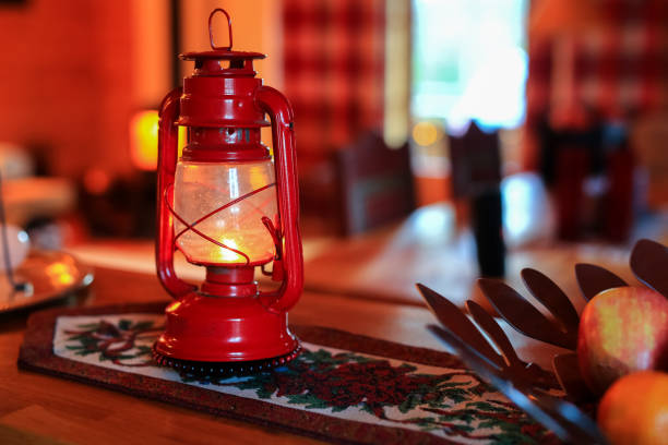 istock Retro lamp on the embroidered napkin 1443513401