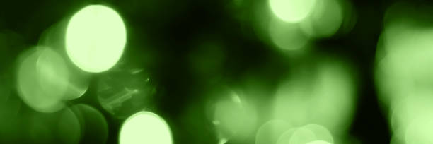 istock Blurred lights, green abstract background banner 1443513455