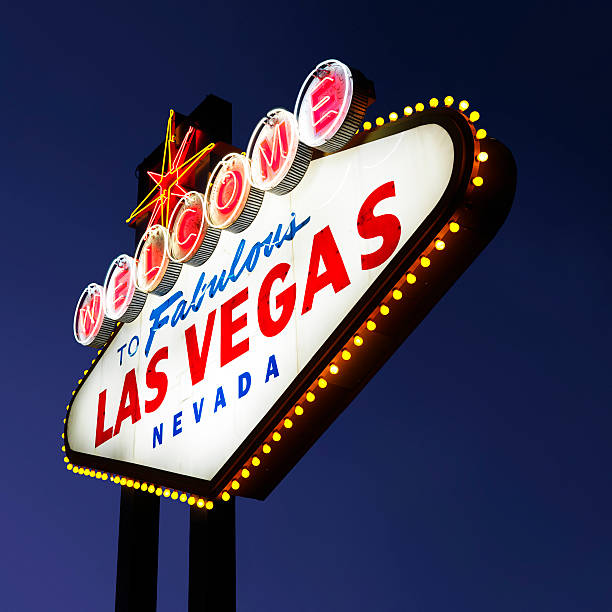 A colorful welcome sign of Las Vegas stock photo