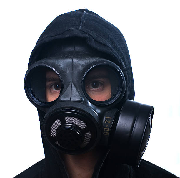 istock Man wearing an anti-gas mask 144351590