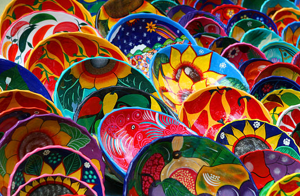 색상화 멕시코 그릇 스톡 사진