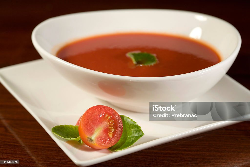 tomato soup delicious tomato soup, focus on the tomato Appetizer Stock Photo